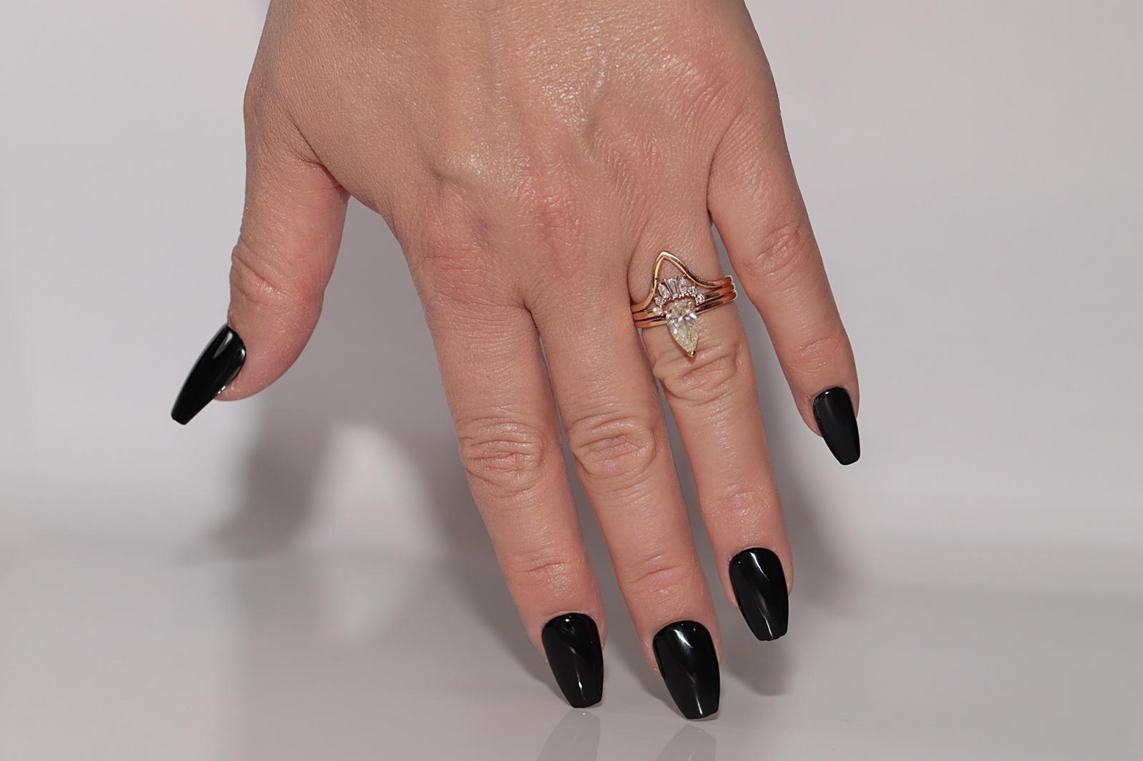 18k Rose Gold 1.20 Ct Natural Pear Cut Diamond Strong Ring In Good Condition For Sale In Fatih/İstanbul, 34