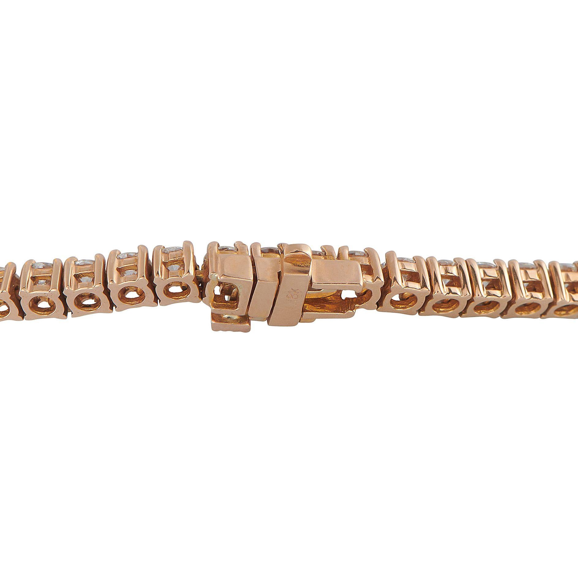 Collar de tenis con diamantes de 12,11 ct en oro rosa de 18 quilates MF02-063025 Corte redondo en venta