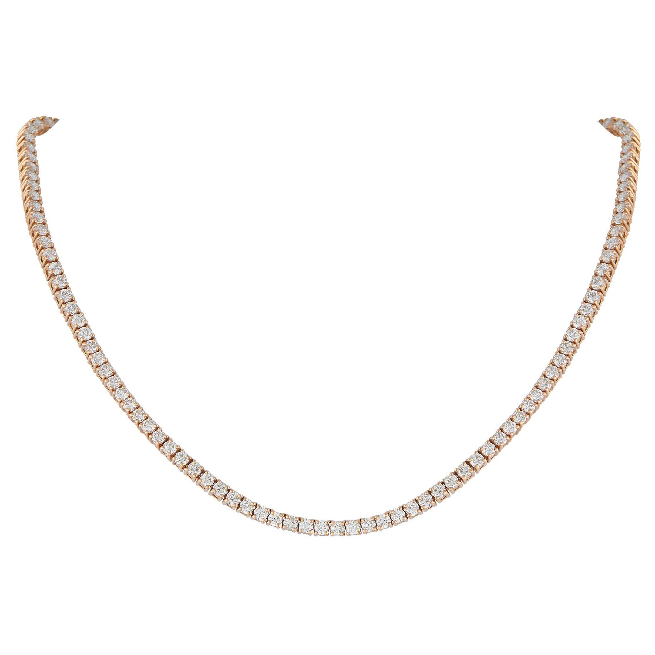 Collar de tenis con diamantes de 12,11 ct en oro rosa de 18 quilates MF02-063025 en venta