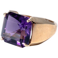 18K Rose Gold 12.22 Carat Square Cut Amethyst Designer's Band Ring