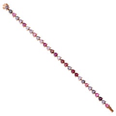 18K Rose Gold 12.22 CTW Heart Cut Multi Sapphire Tourmaline Tennis Bracelet Gift