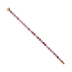18K Rose Gold 12.22 CTW Heart Cut Multi Sapphire Tourmaline Tennis Bracelet Gift