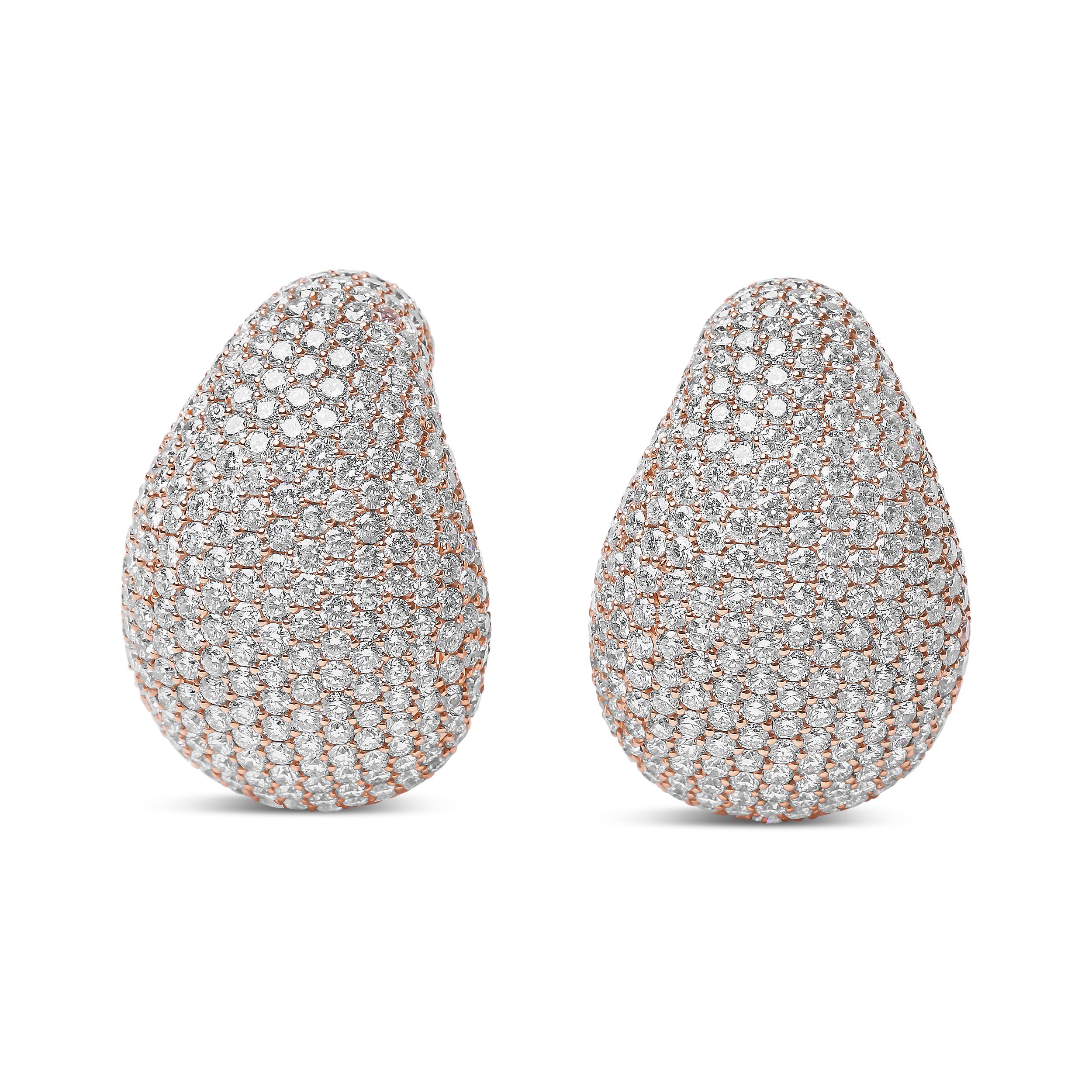Contemporary 18K Rose Gold 13 1/5 Carat Diamond Sculptural Design Statement Stud Earrings For Sale