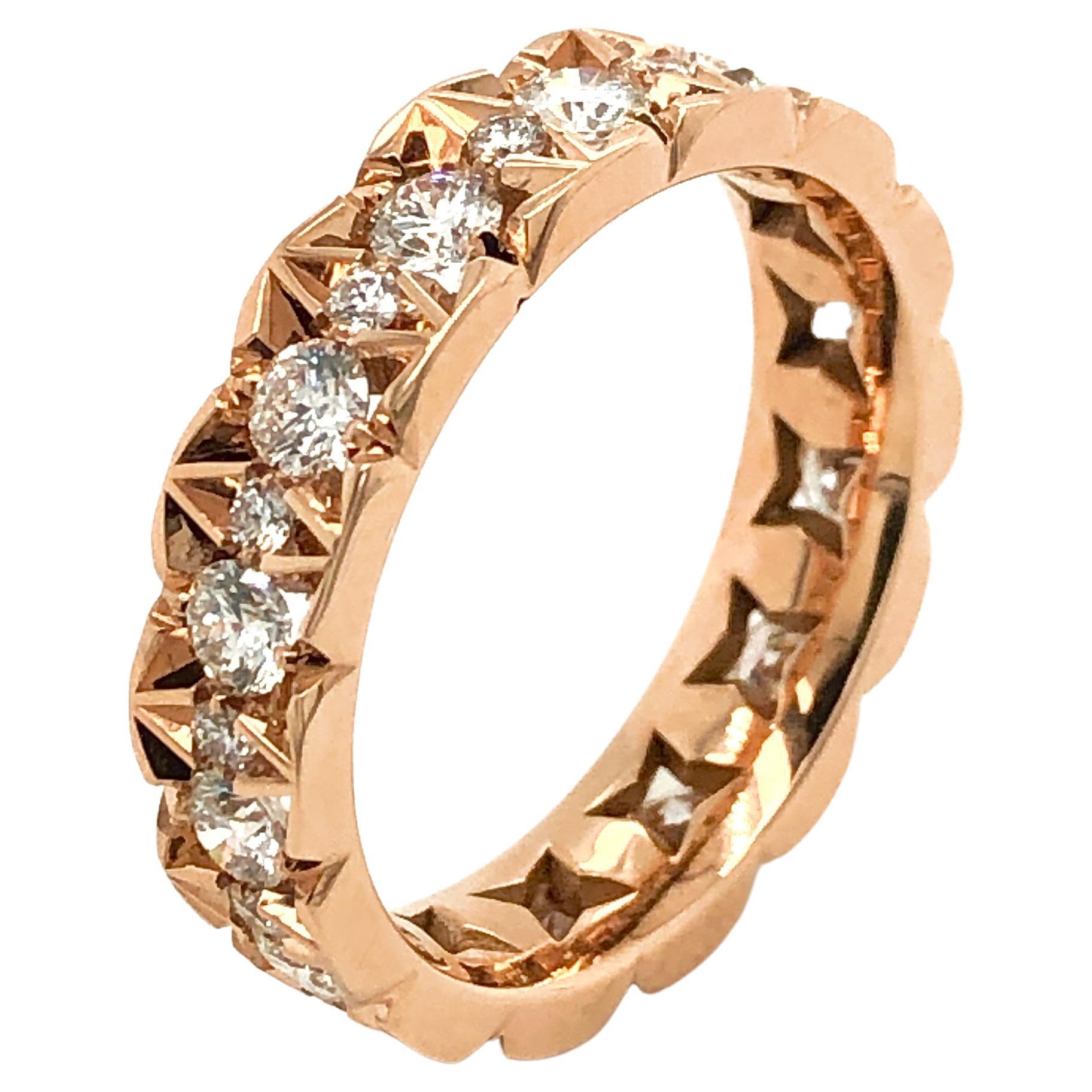 18K Rose Gold 1.371 Carat White Diamonds Eternity Ring by Jochen Leën For Sale