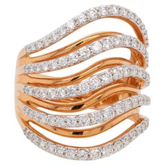 18K Rose Gold 1.38ctw Natural Round Brilliant Diamond Crossover Split Shank Ring