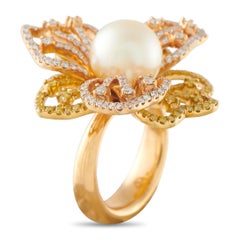 Anello con diamanti e perle in oro rosa 18 carati da 1,50 carati MF21-050426