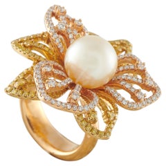 Anello con diamanti e perle in oro rosa 18 carati da 1,50 carati MF21-050426