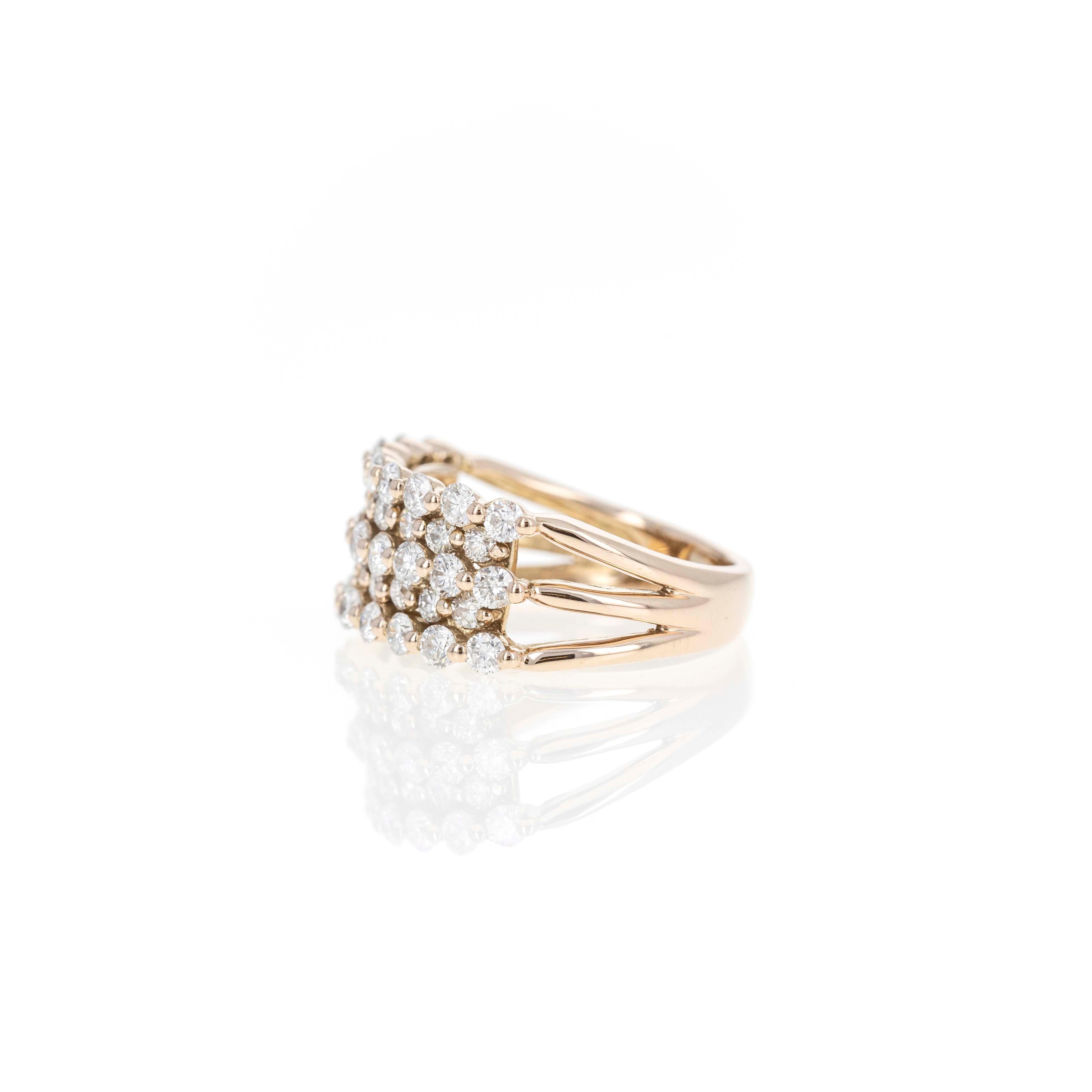 Fascia a 5 file di diamanti in oro rosa 18K da 1,51 carati con pavé In condizioni Nuovo in vendita a Cape May, NJ