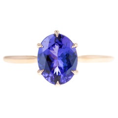 Anello in oro rosa 18K con tanzanite ovale da 1,58 carati