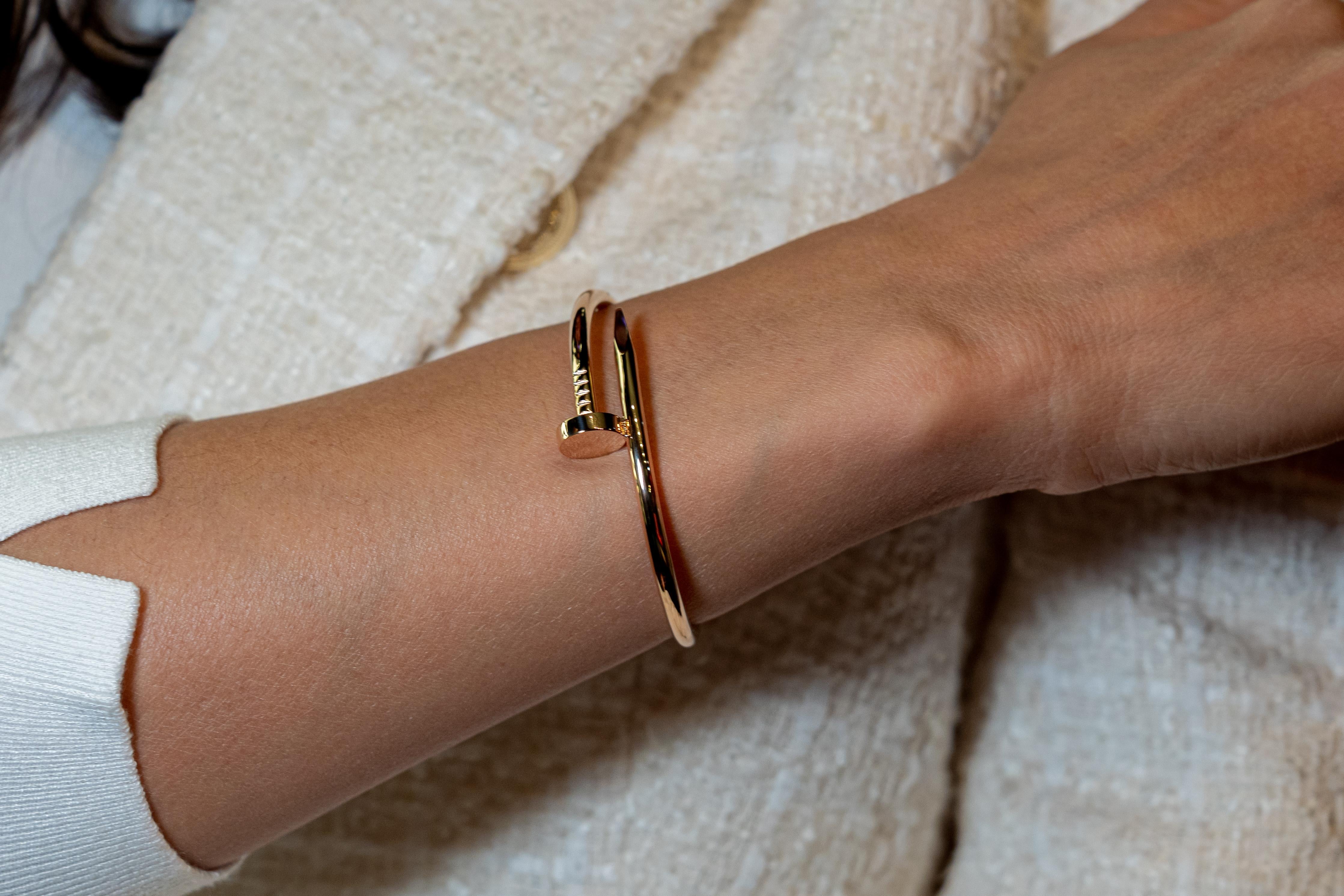 Cartier Juste Un clou bracelet in 18k rose gold  excellent condition and recently polished. 17 CM size. Comes with box; certificate of authenticity .The collection was designed in the mid seventies by Cartier in New York . unconventional and unisex