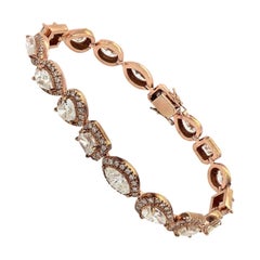 18K Rose Gold 18.03 CT Cushion Modified Brilliant Cut 4CT Round Diamond Bracelet