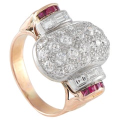 Bague en or rose 18K avec diamant et rubis de 2,07ct MF08-071025