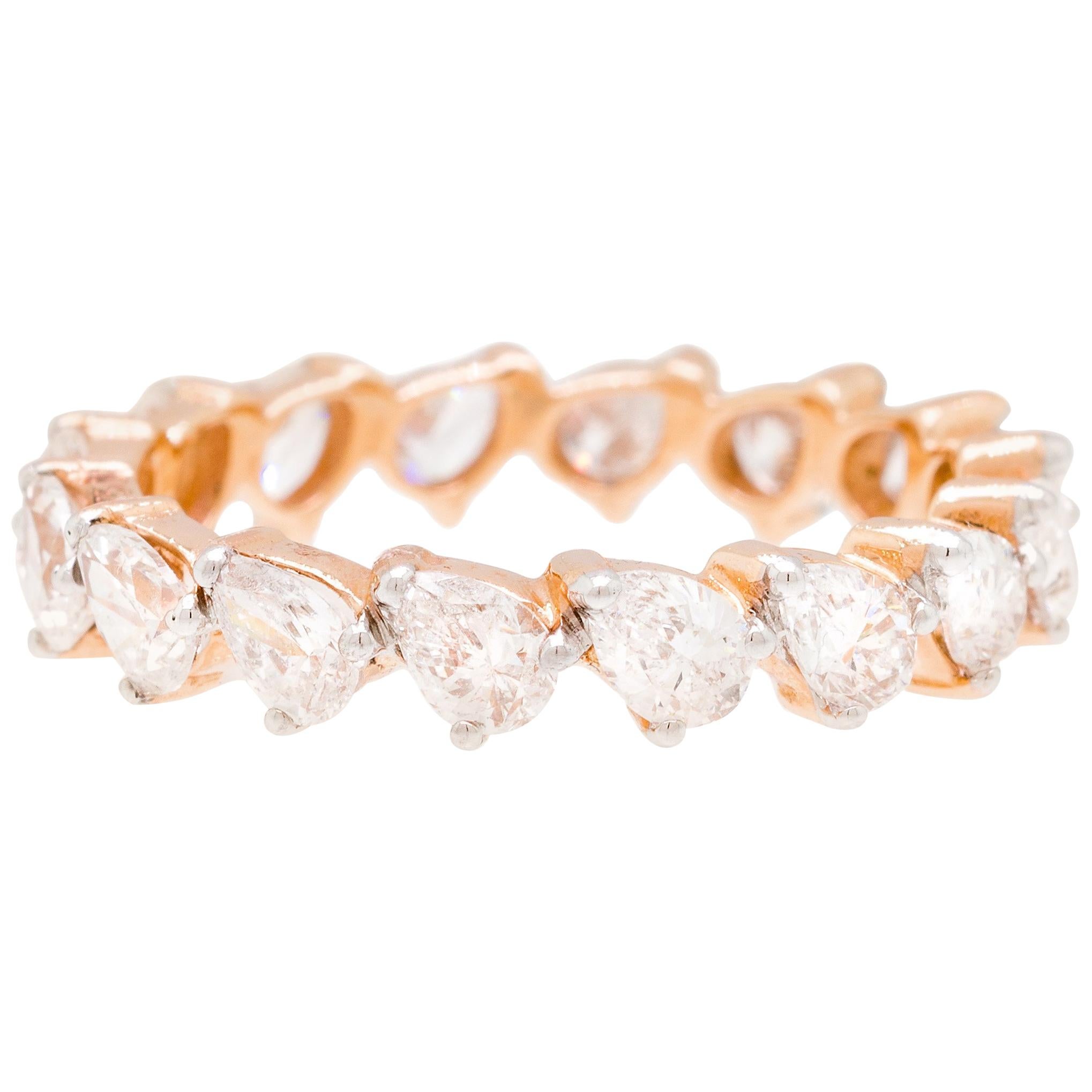 Alessa Pear Eternity Stack 18 Karat Rose Gold Essentials Collection For Sale