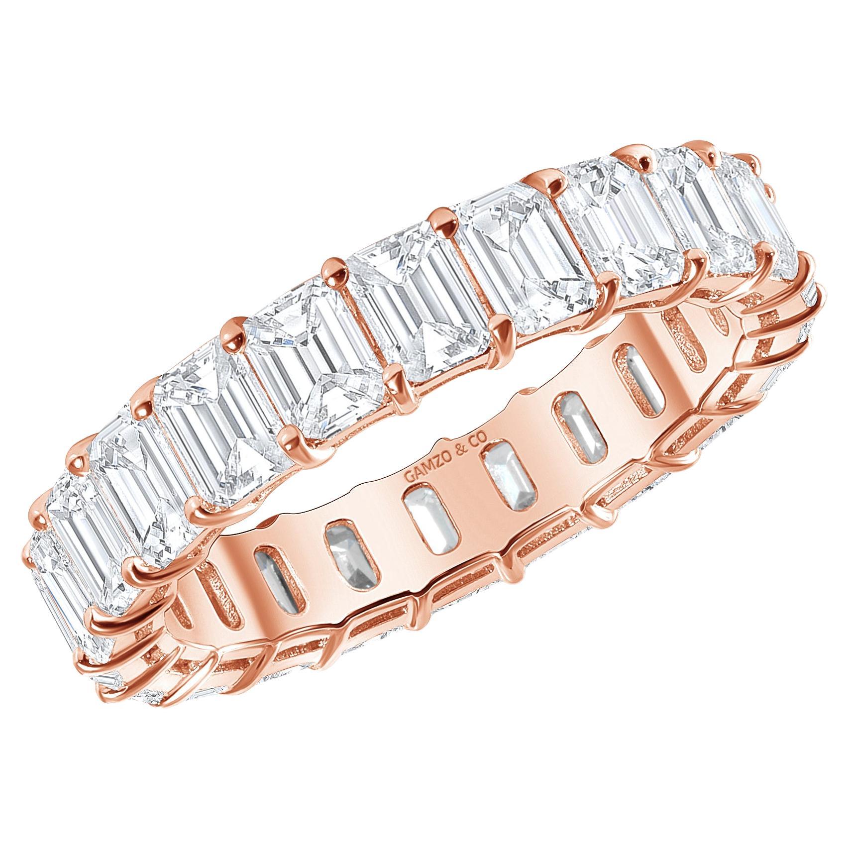 Customizable 18k Rose Gold 2.5 Carat Emerald Cut Natural Diamond Eternity  Ring For Sale at 1stDibs