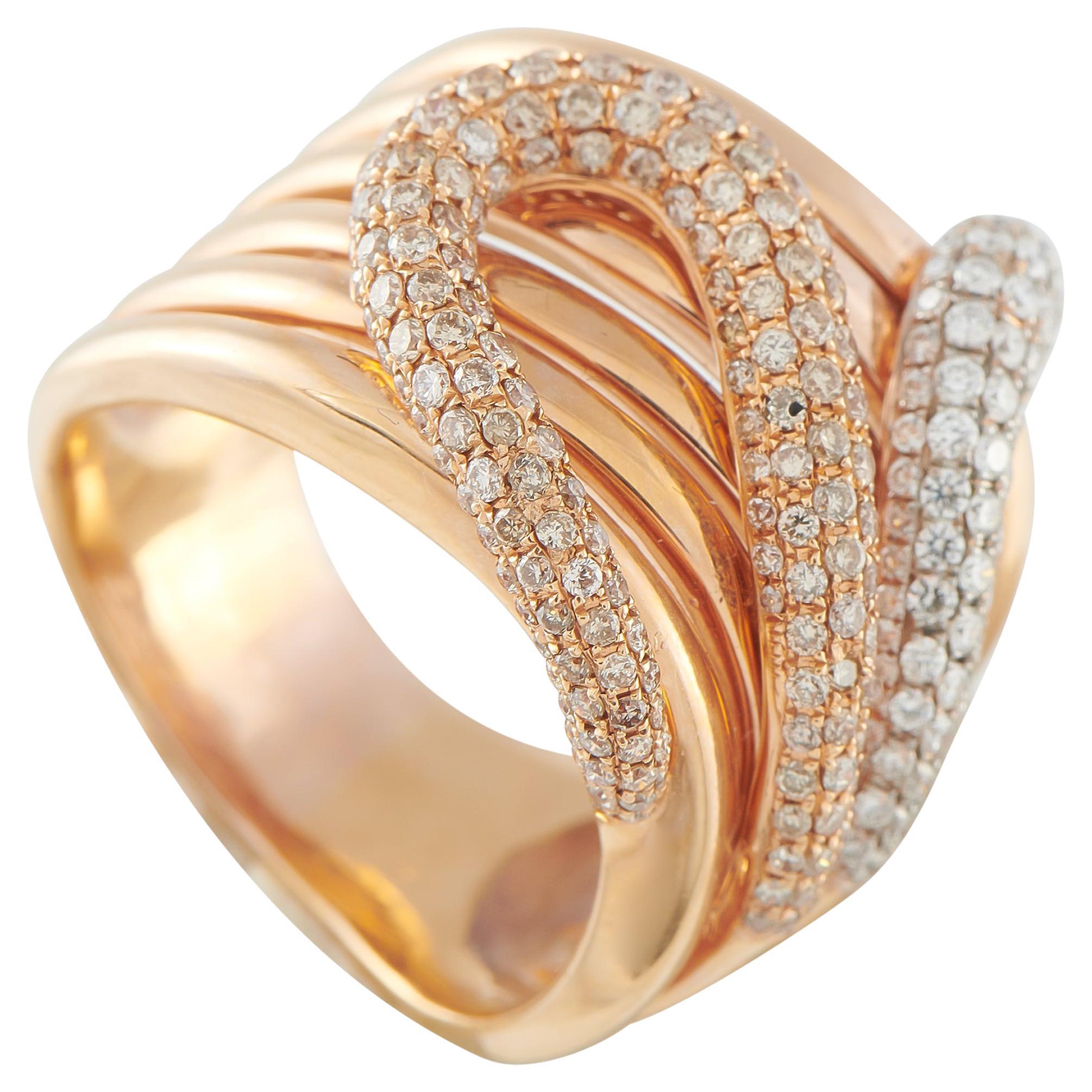 18K Rose Gold 2.50ct White and Colored Diamond Ring MF17-011526 For Sale