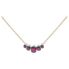 Collier ras du cou en or rose 18 carats avec diamants de 3/4 carat et pierres précieuses en rubis rouge