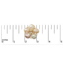 18K Rose Gold 3/8 Cttw Diamond and Freshwater Pearl Blossom Stud Earrings