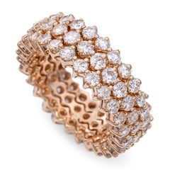 18k Rose Gold 3.15tcw Diamond Three Row Eternity Band