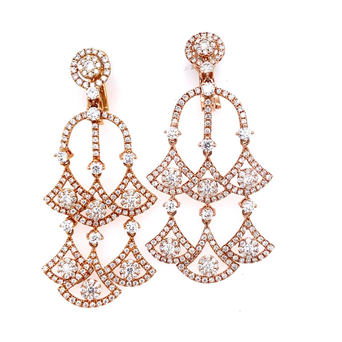 Modern 18 Karat Rose Gold 3.87 Carat Diamond Earrings For Sale
