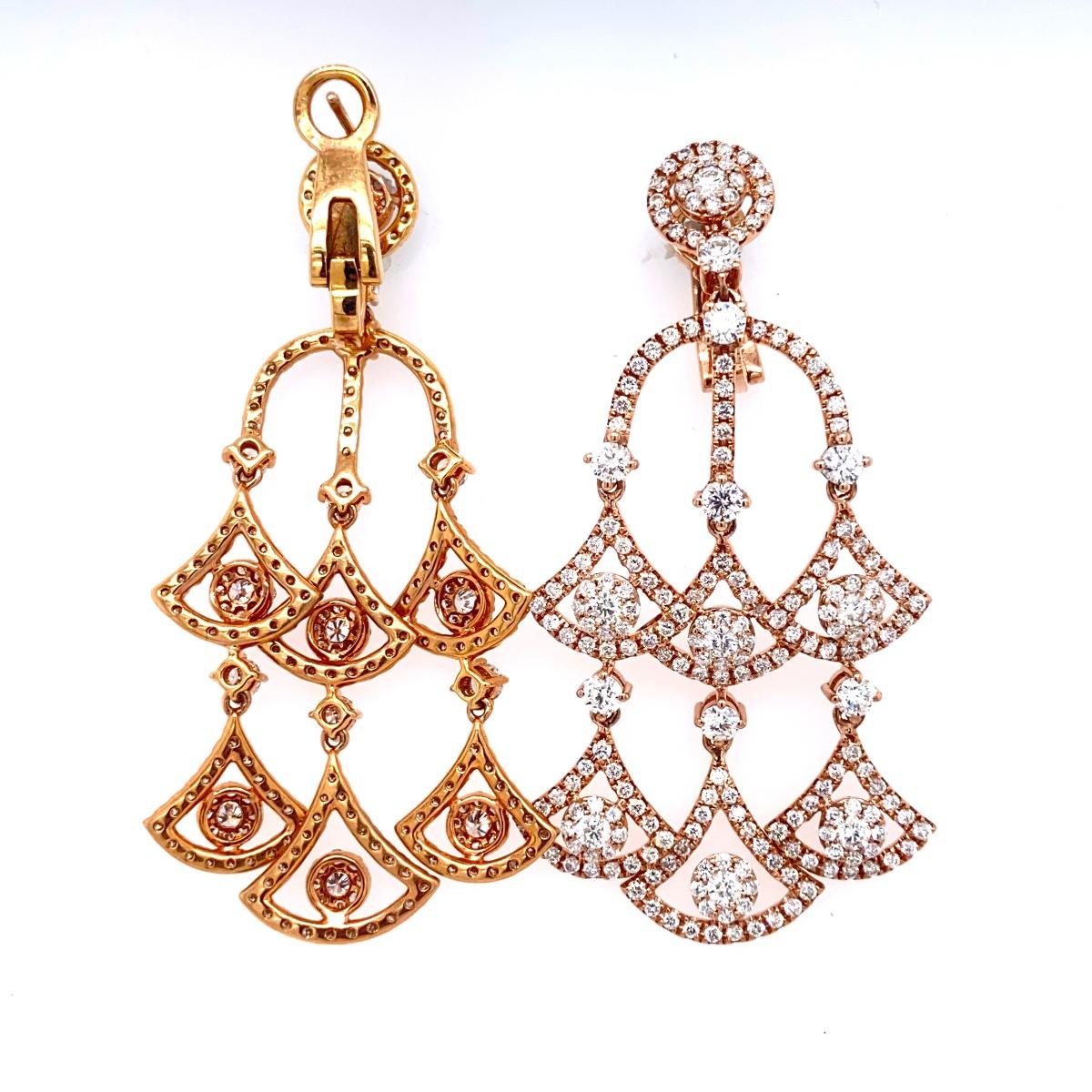 18 Karat Rose Gold 3.87 Carat Diamond Earrings In New Condition For Sale In New York, NY