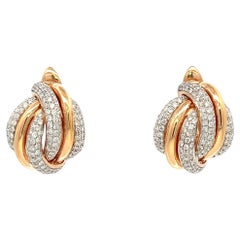 Boucles d'oreilles torsadées en or rose 18 carats et diamants 4.25CTW Clips