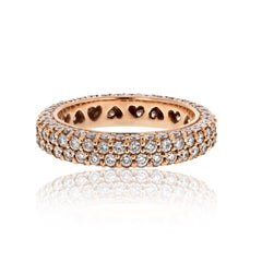 18K Rose Gold 4.c00cttw Multirow Pave Set Diamond Eternity Ring