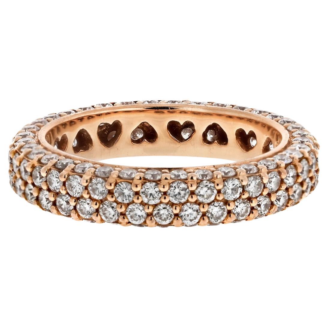 18K Rose Gold 4.c00cttw Multirow Pave Set Diamond Eternity Ring