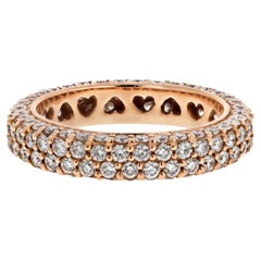 Vintage 18K Rose Gold 4.c00cttw Multirow Pave Set Diamond Eternity Ring