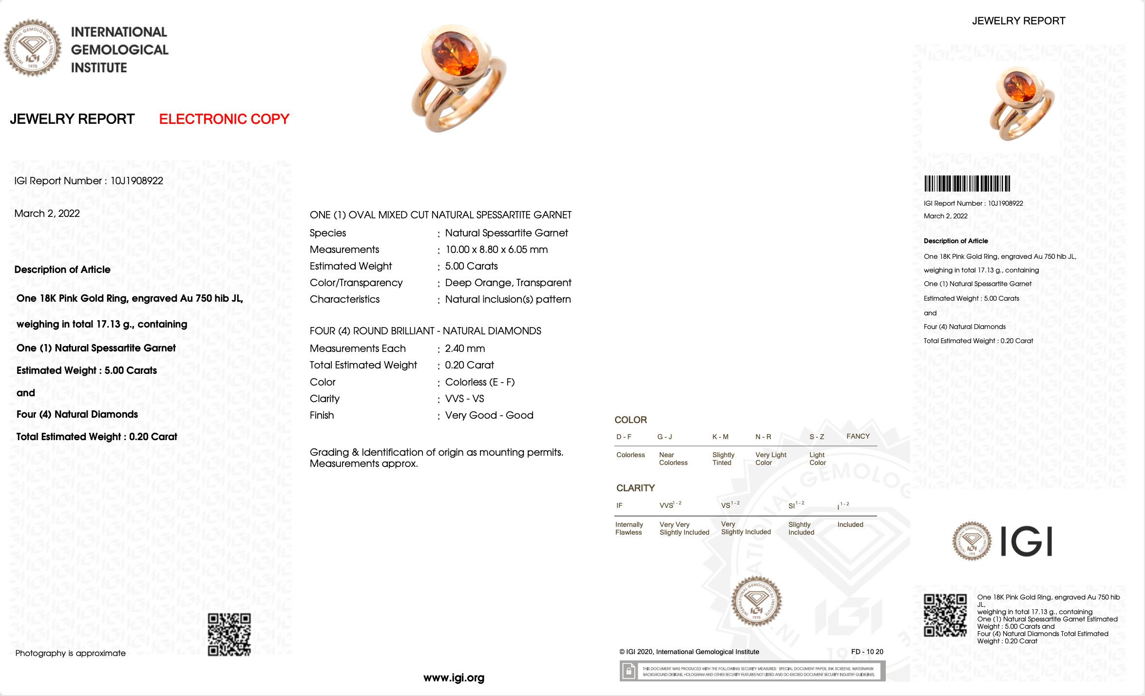 18 Karat Roségold 5,96 Karat Manderin Granat Cocktail-Ring von Jochen Leën im Zustand „Neu“ in Antwerp, BE