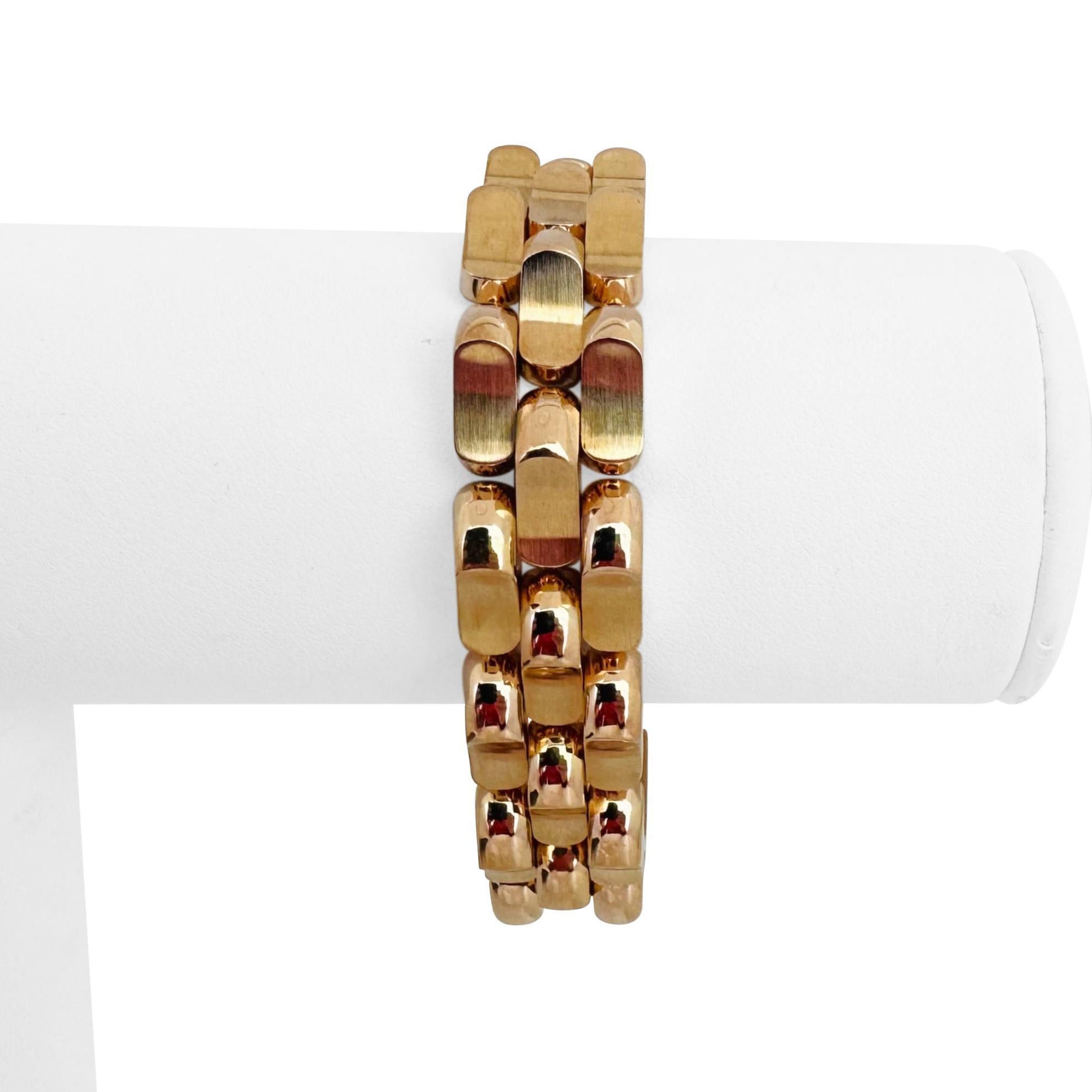 18k Rose Gold 50g Heavy Retro 14mm Fancy Link Bracelet 6.5