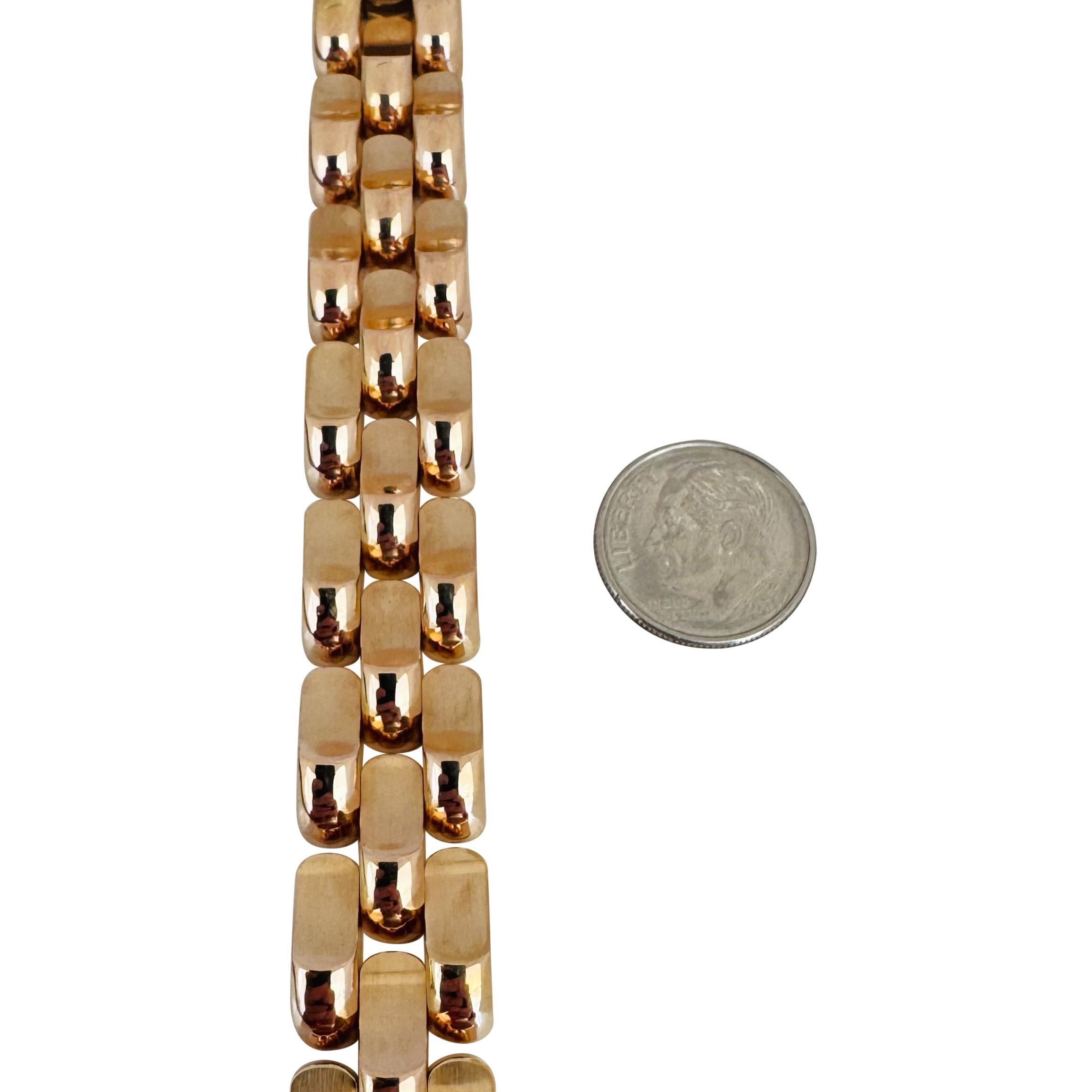 18k Rose Gold 50g Heavy Retro 14mm Fancy Link Bracelet 6.5