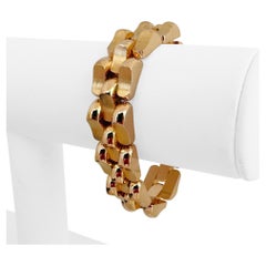 18k Rose Gold 50g Heavy Retro 14mm Fancy Link Bracelet 6.5"