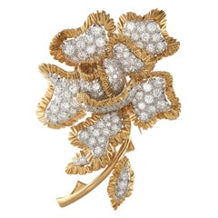 18K Rose Gold 5.50ct Diamond Flower Brooch