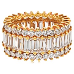 18 Karat Roségold 6,00 Karat Baguette- und Rundschliff Eternity-Ring