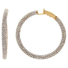 18K Rose Gold 6.90 Carat Pave Set Diamond Inside Out Eternity Hoop Earrings