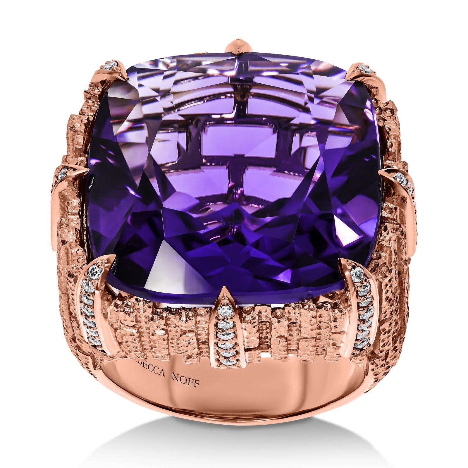 For Sale:  18k Rose Gold, Amethyst & Diamond Dendritic Cocktail Ring 5