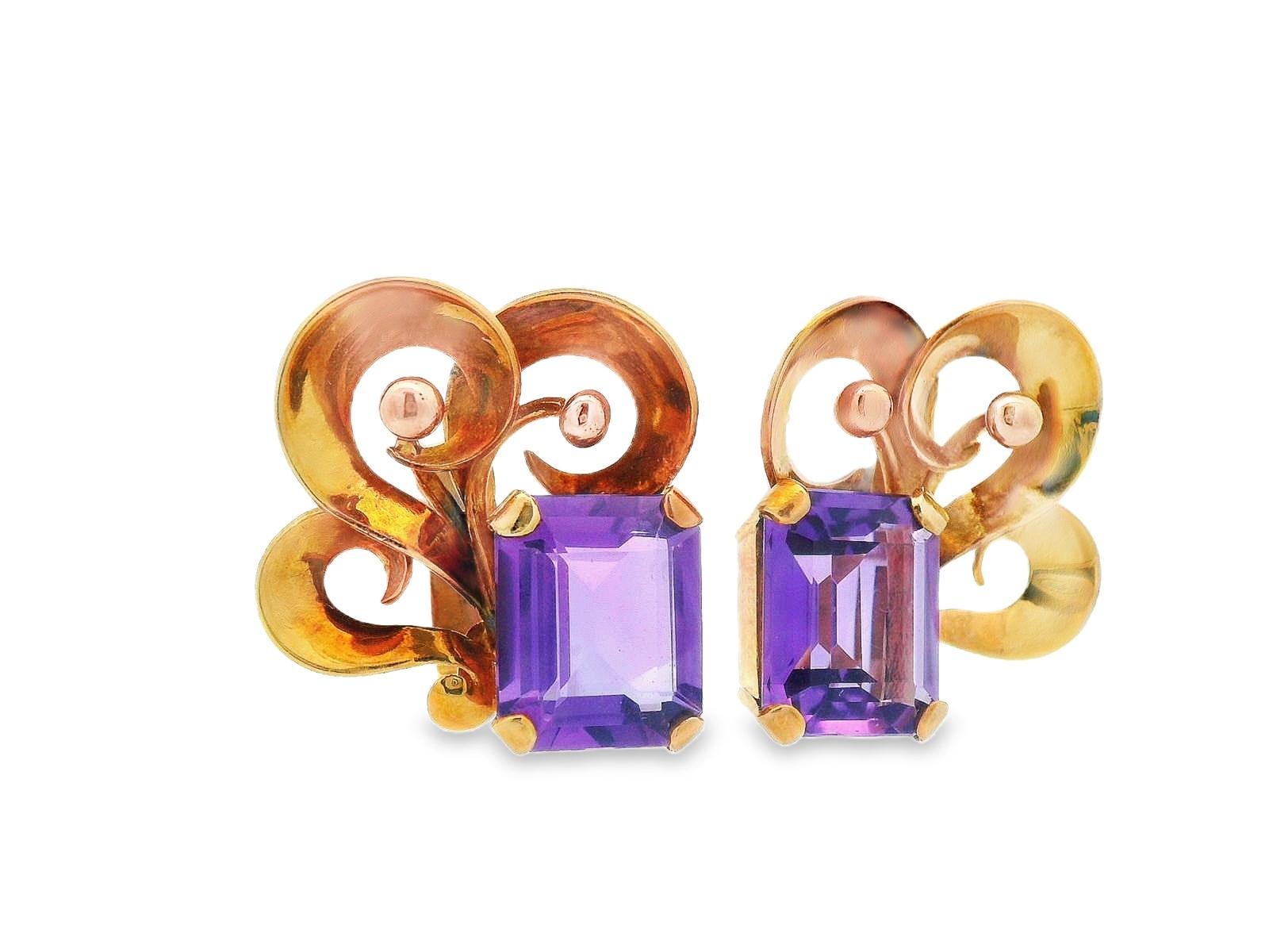 18k Rose Gold Amethyst MCM Earrings In Good Condition For Sale In Lexington, KY