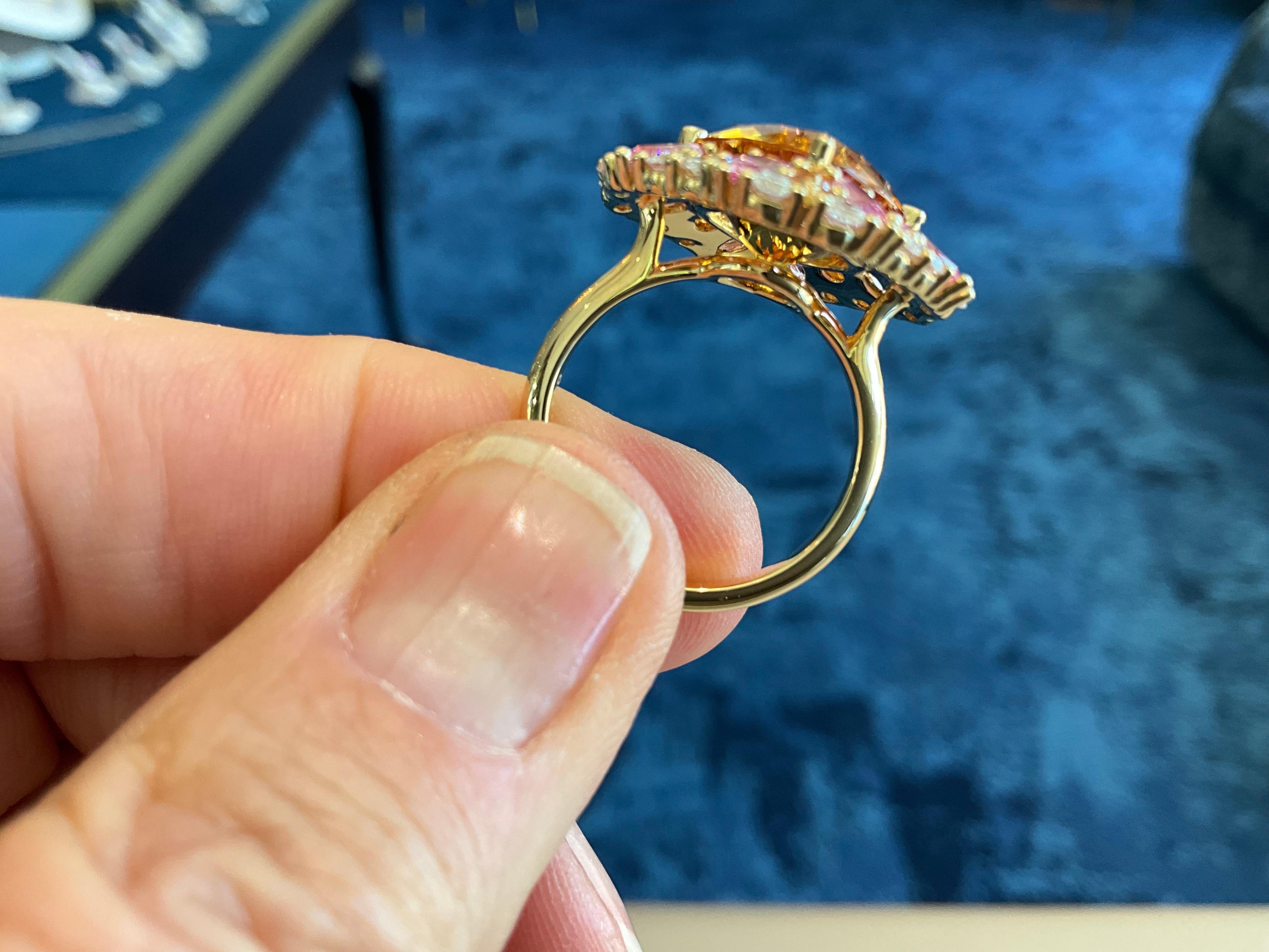 18K Rose Gold Amethyst, Tsavorite, Pink Sapphire and Diamond Ring (Moderne) im Angebot