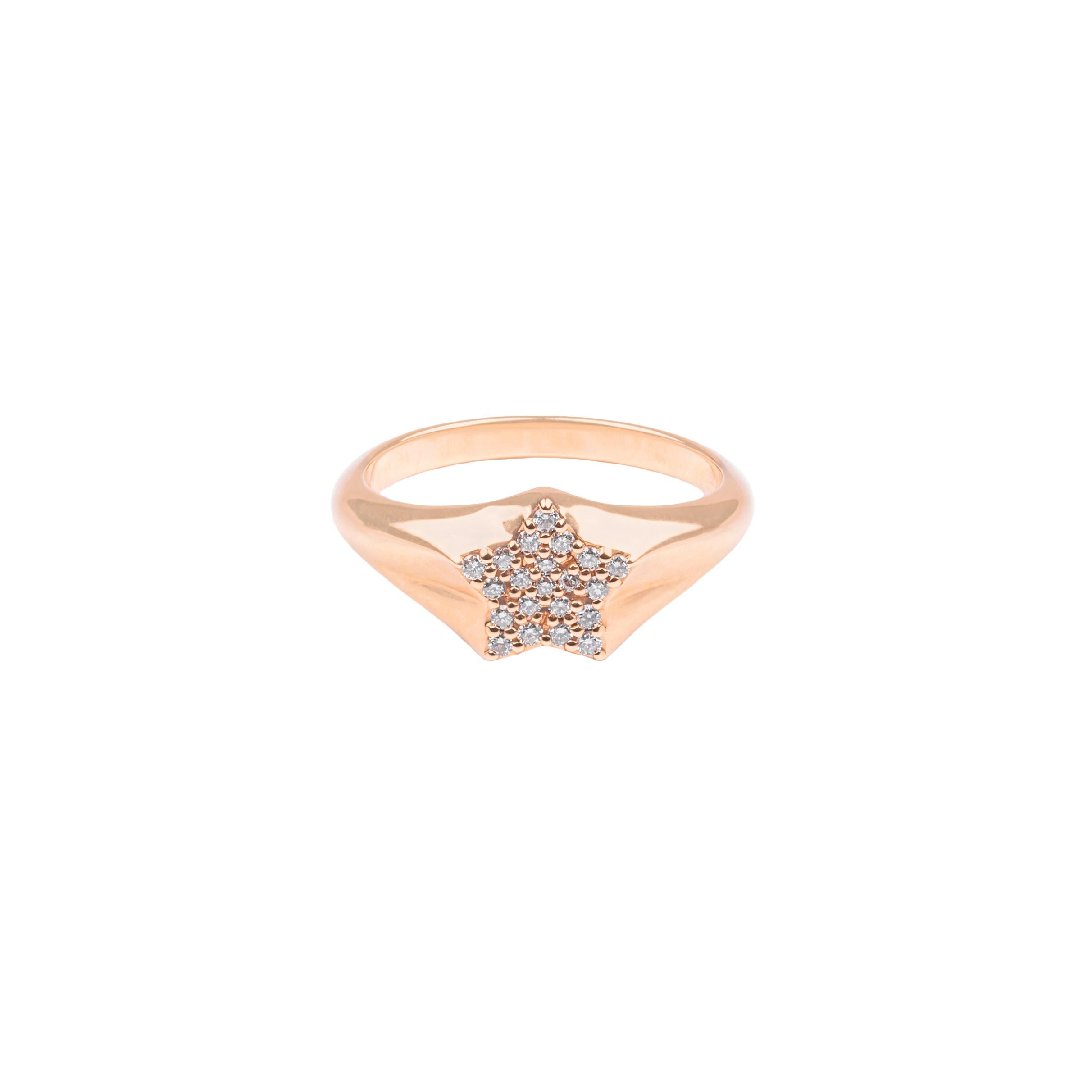 En venta: Anillo en forma de estrella de oro rosa de 18k y diamante de 0,14 ct  3