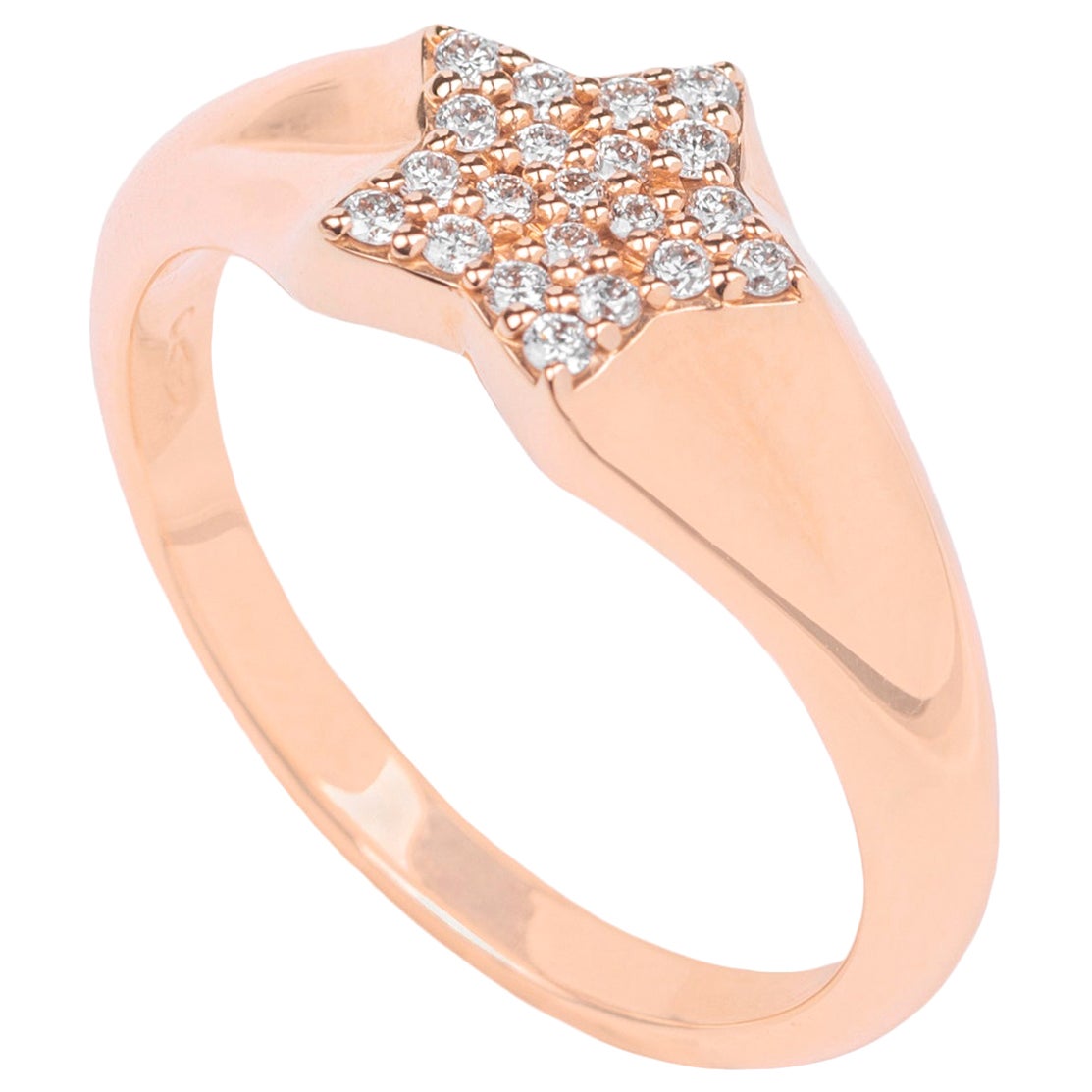 Anillo en forma de estrella de oro rosa de 18k y diamante de 0,14 ct