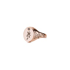 18k Rose Gold and Black Diamond Snake in the Grass Conservatory Signet Ring