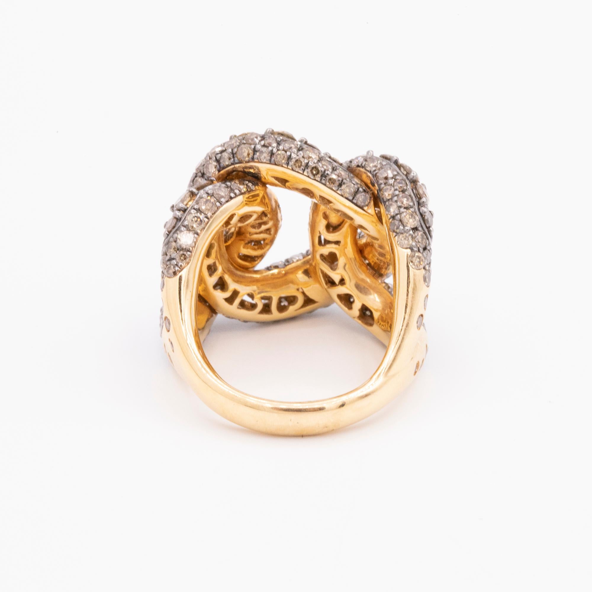 Contemporary 18 Karat Rose Gold and Brown Diamond Ring