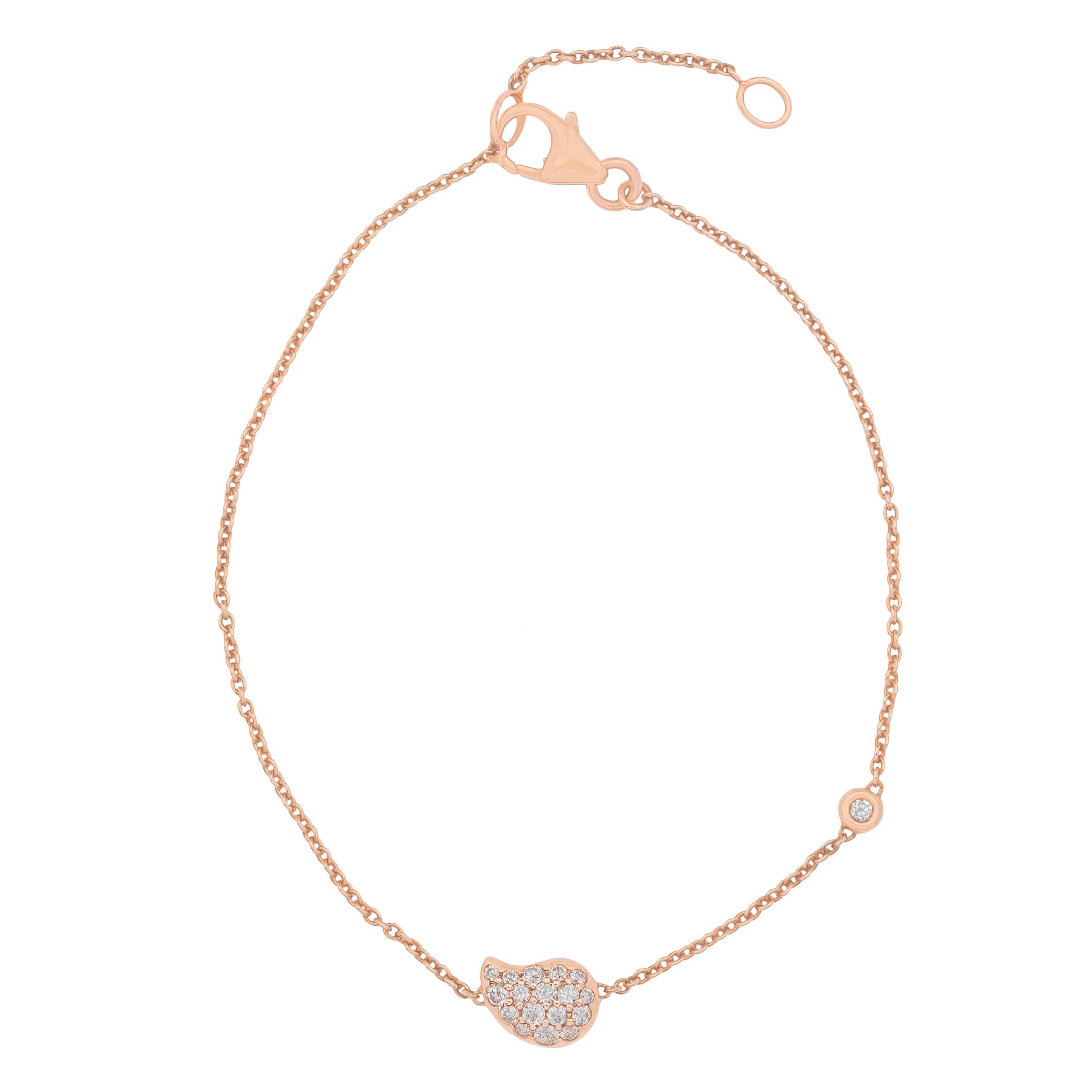 18 Karat Rose Gold and Rubber Brown Diamond Thorax Leather Bracelet For Sale at 1stDibs