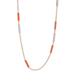 Gliederhalskette aus 18 Karat Roségold und Korallen mit Diamanten