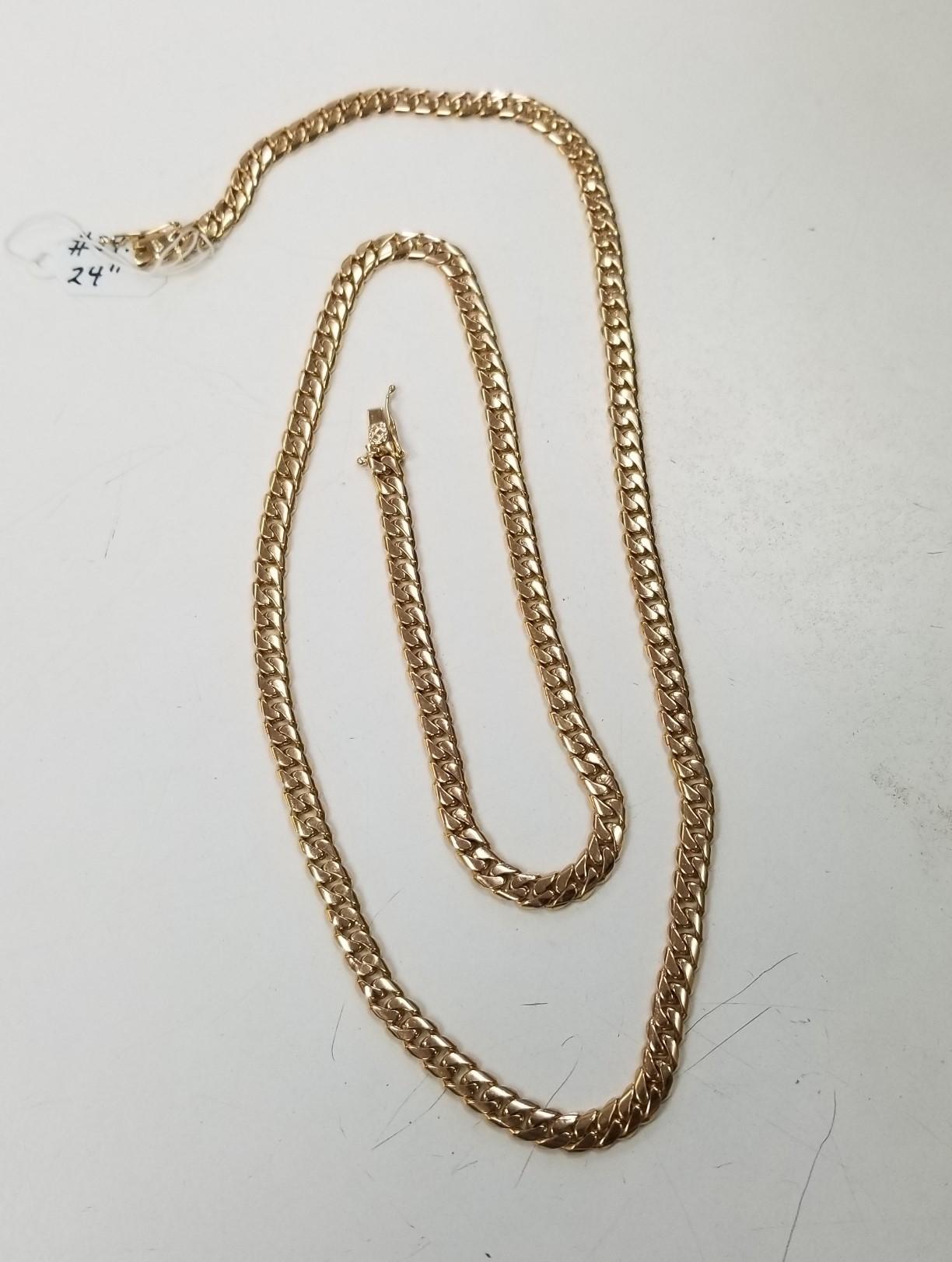 18k Rose Gold and Curb Link Chain Weighing 53.5 Grams In Excellent Condition In Los Angeles, CA