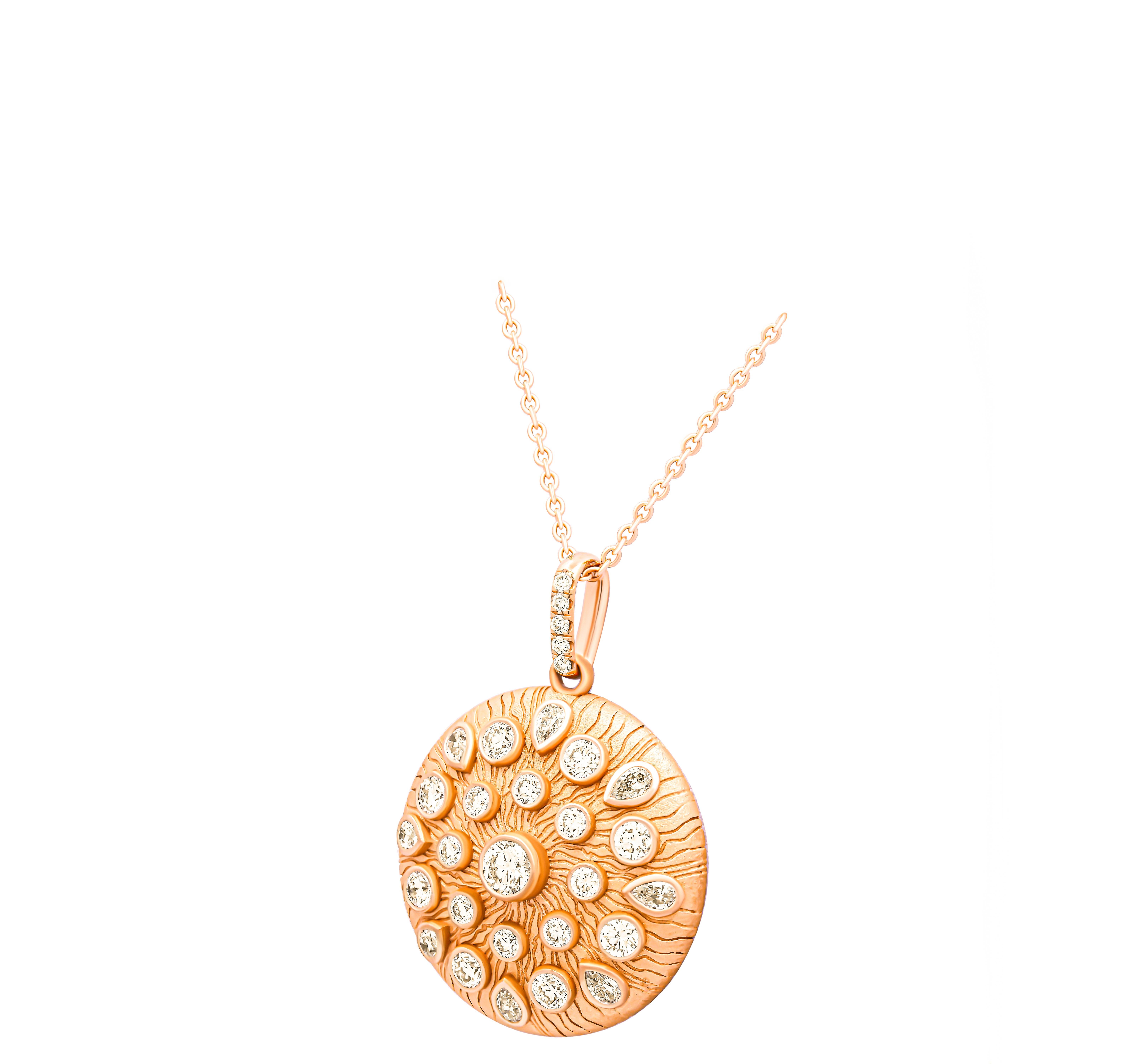 Introducing our exquisite Medallion Pendant crafted in luxurious 18K Rose Gold, an embodiment of timeless elegance and sophistication. The centerpiece of this stunning pendant is a GIA certified 0.50-carat H VS1 round-shaped diamond, distinguished
