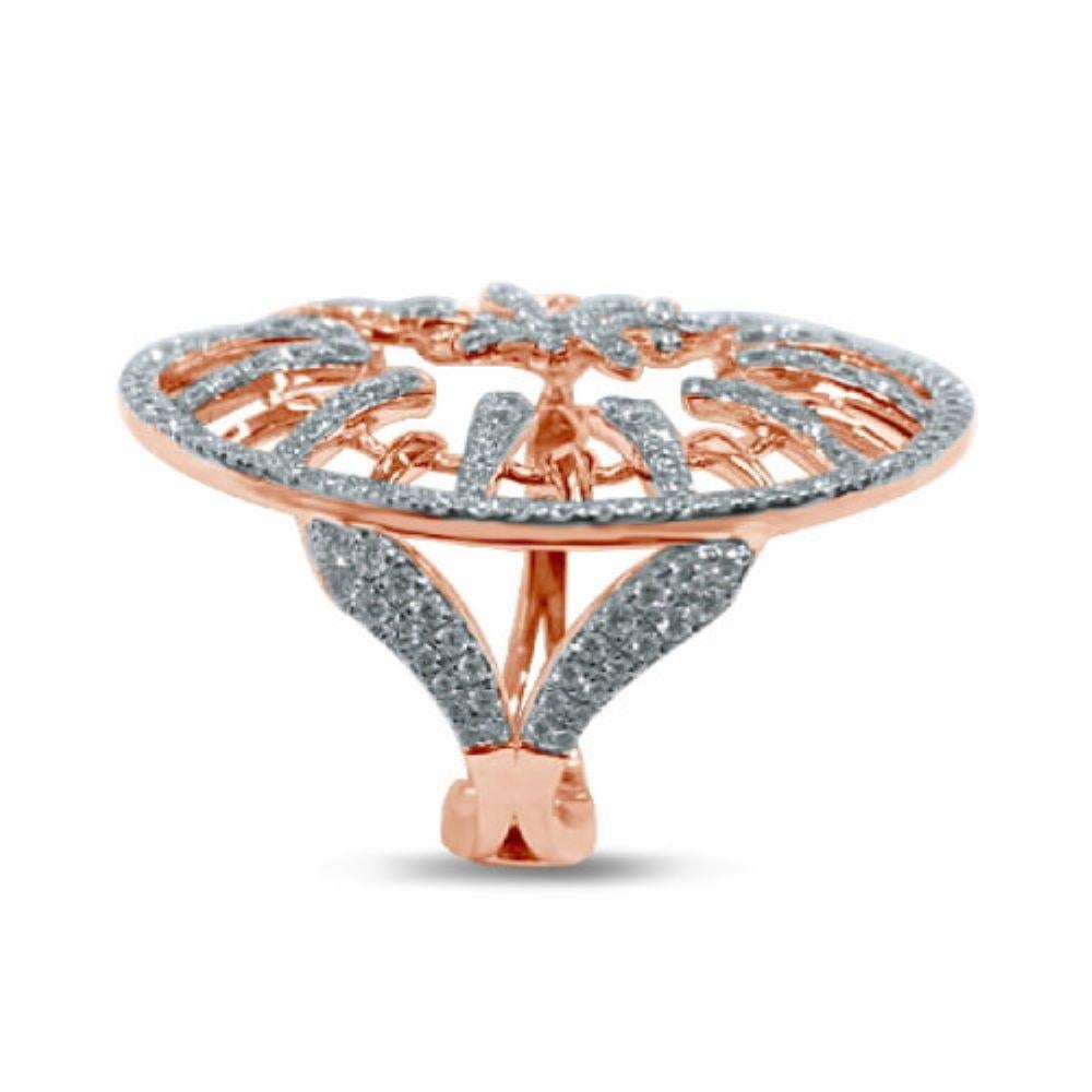 Anello aperto in oro rosa 18k e diamanti con due fiori di stella alpina In condizioni Nuovo in vendita a Bilbao, ES