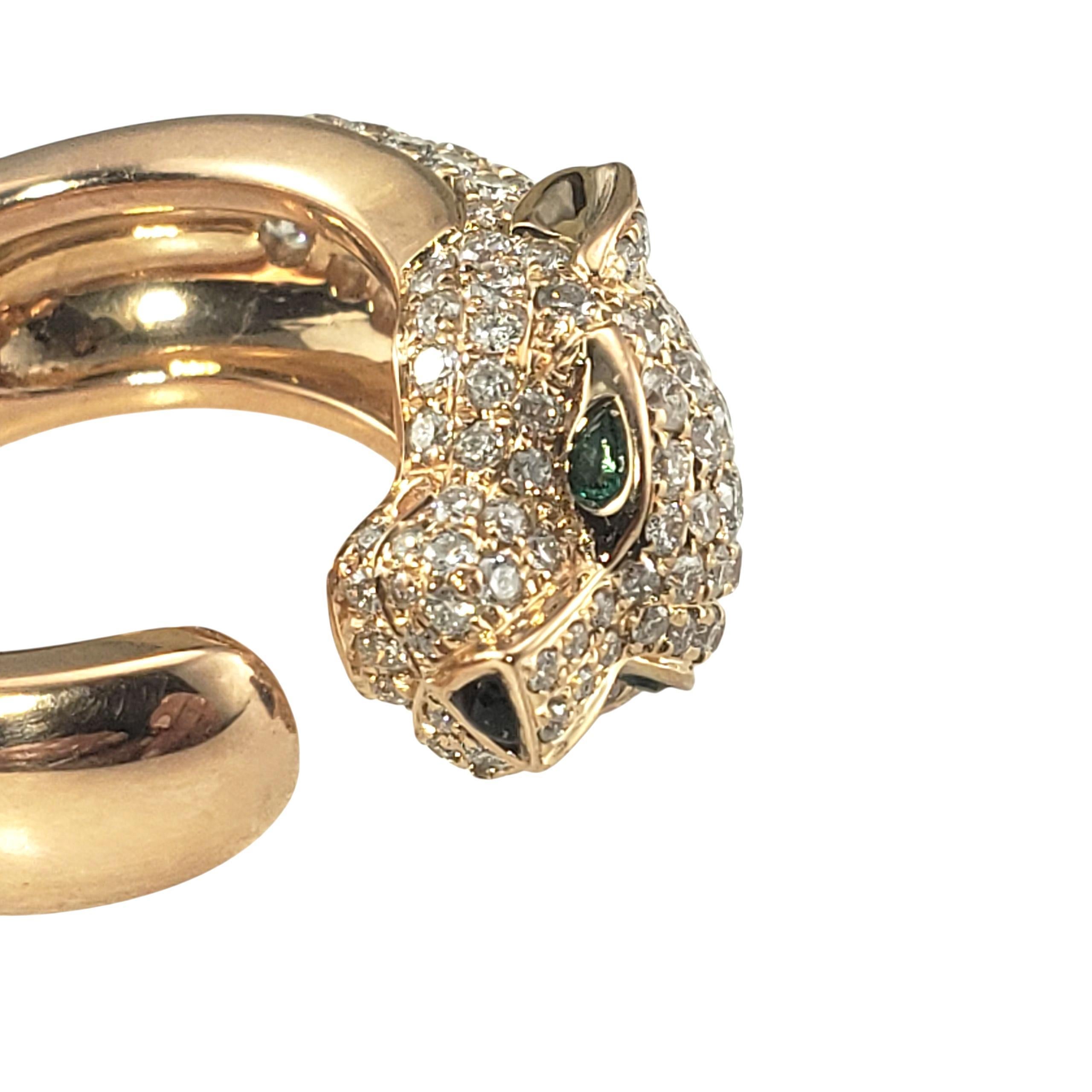 Contemporaneo Anello Pantera in oro rosa 18K e diamanti misura 4,25-4,5  #23348 in vendita
