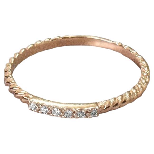 18k Rose Gold and Diamond Ring Stackable Ring Unique Diamond Wedding Band