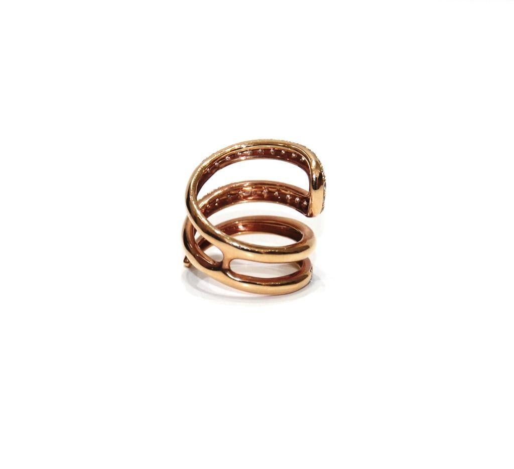 Modern 18K Rose Gold and Diamond Serpent Ring For Sale